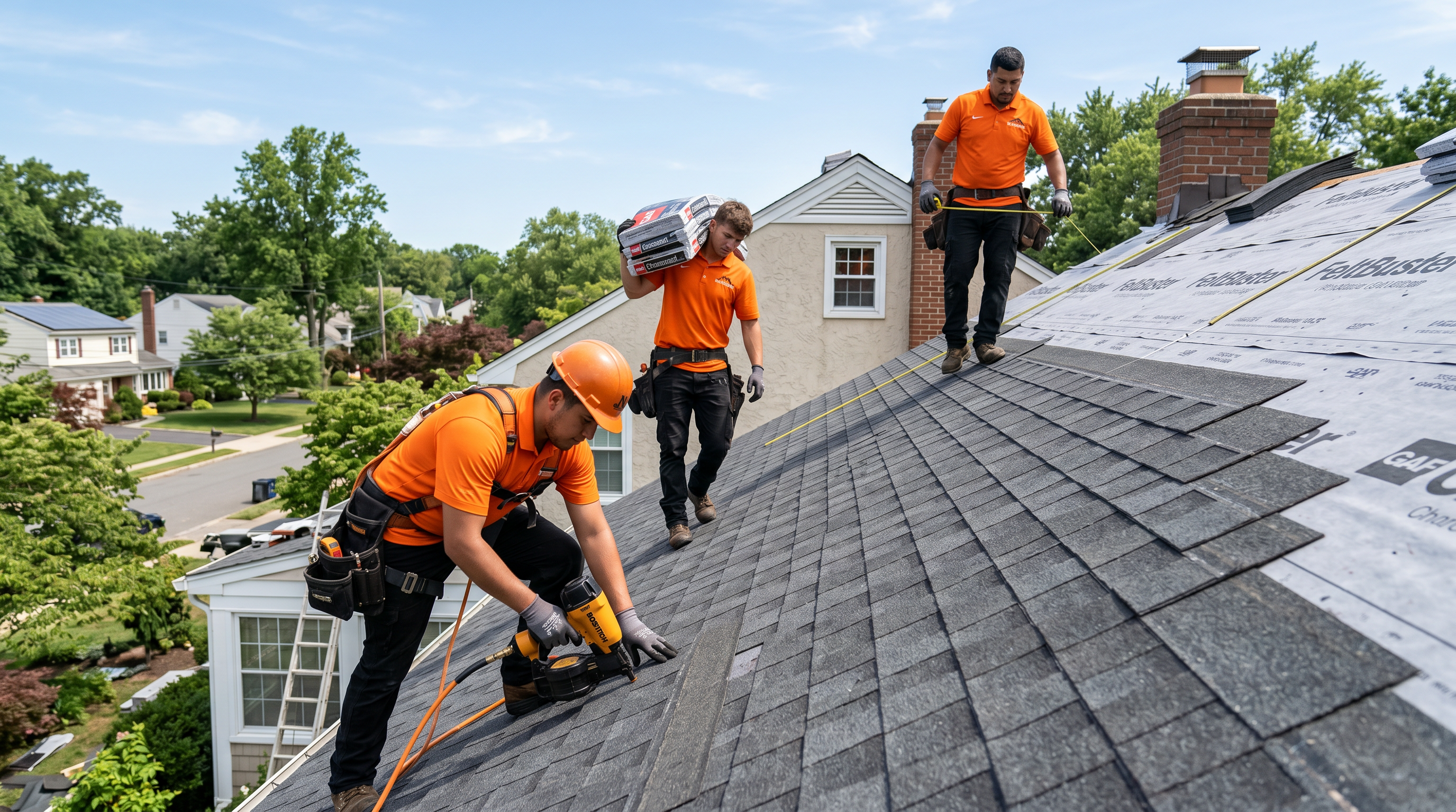 Best Crew installing shingles on a New Jersey roof